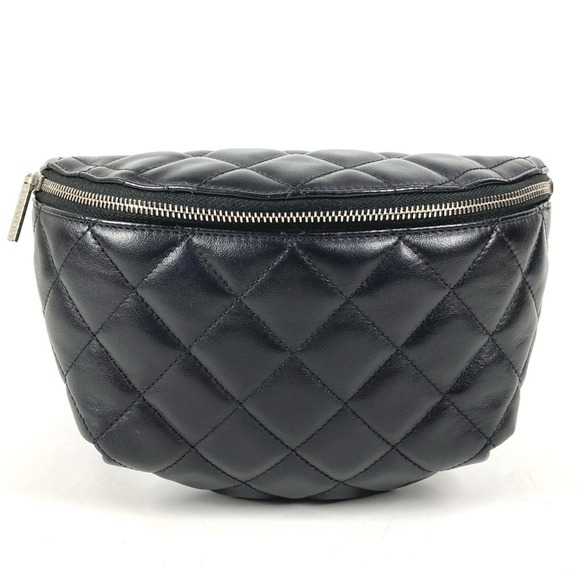 CHANEL Handbags - CHANEL Black Leather Logo Shoulder Bag